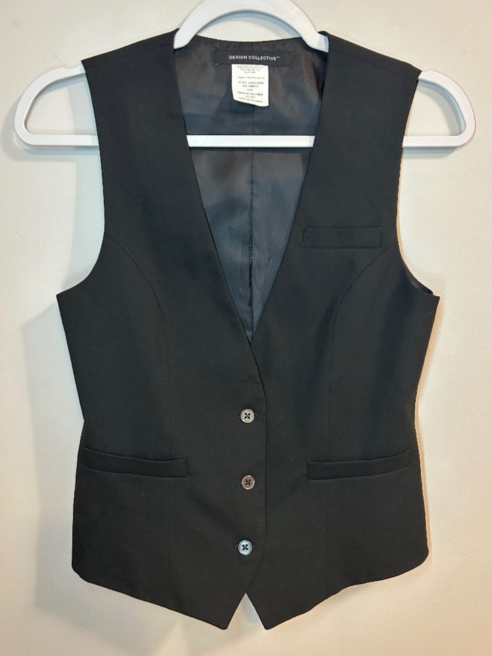 Design Collective Black Suit Work V Neck Dressy Vest